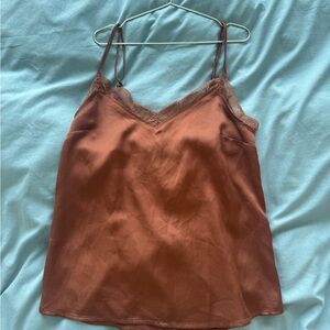 Abercrombie & Fitch Brown Lace-Trimmed Camisole